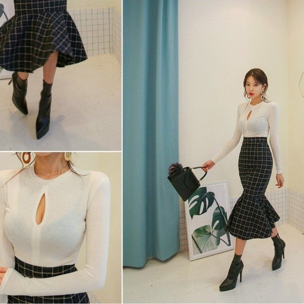 🥰🦊🍭New Elegant mermaid plaid  Skirt